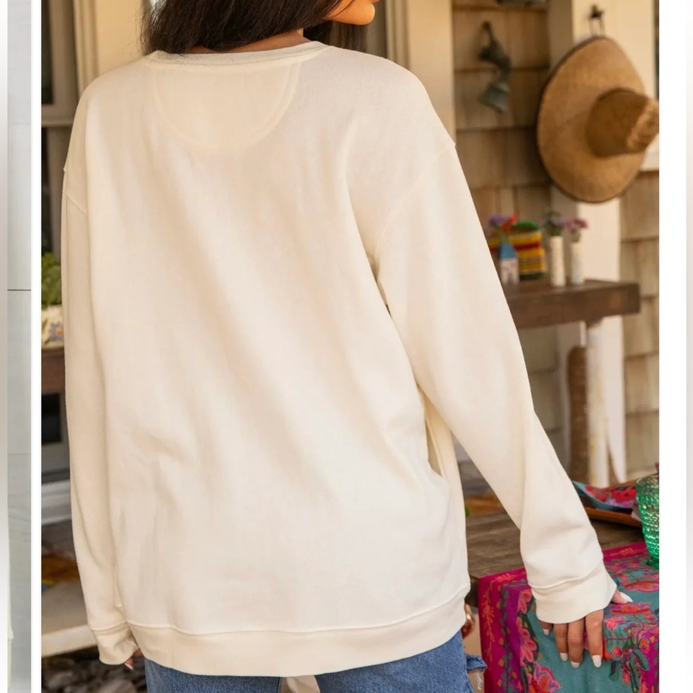 NATURAL LIFE NATURAL LIFE Heart Wildflowers Sweatshirt Cream Pink Size XS - Picture 3 of 10